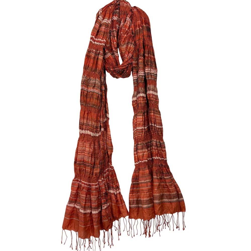 Eileen Fisher Silk Orgaganic Smocked Tigly Scarf